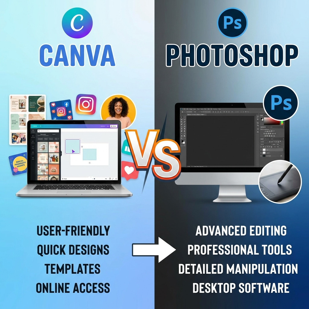Canva vs Photoshop: Which Tool Should Beginners Learn?